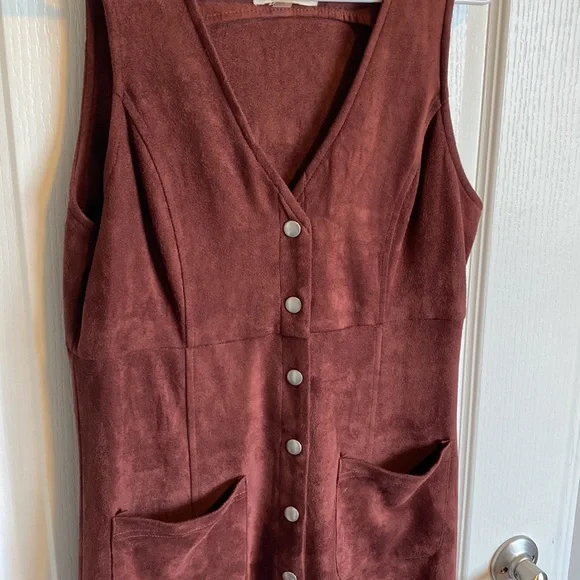 Maroon Velour Button Up Dress - Picture 5 of 7
